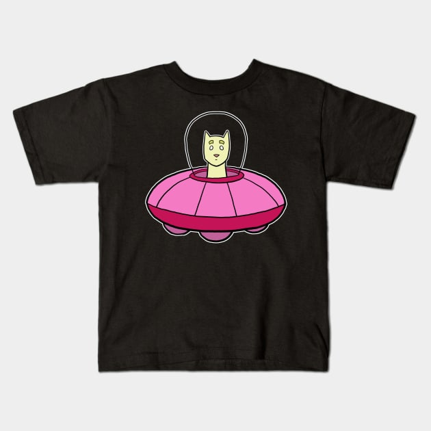 UFO Cat Kids T-Shirt by YoungCannibals